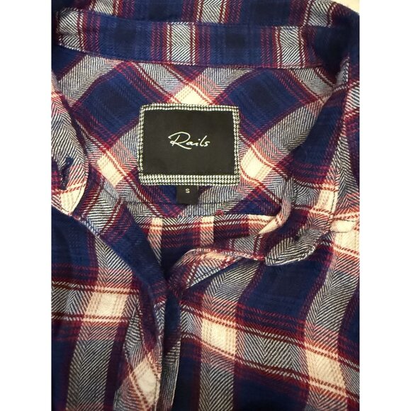 Rails Plaid Red White Blue Button Down Shirt Size Women's Small [jb] - Picture 3 of 4